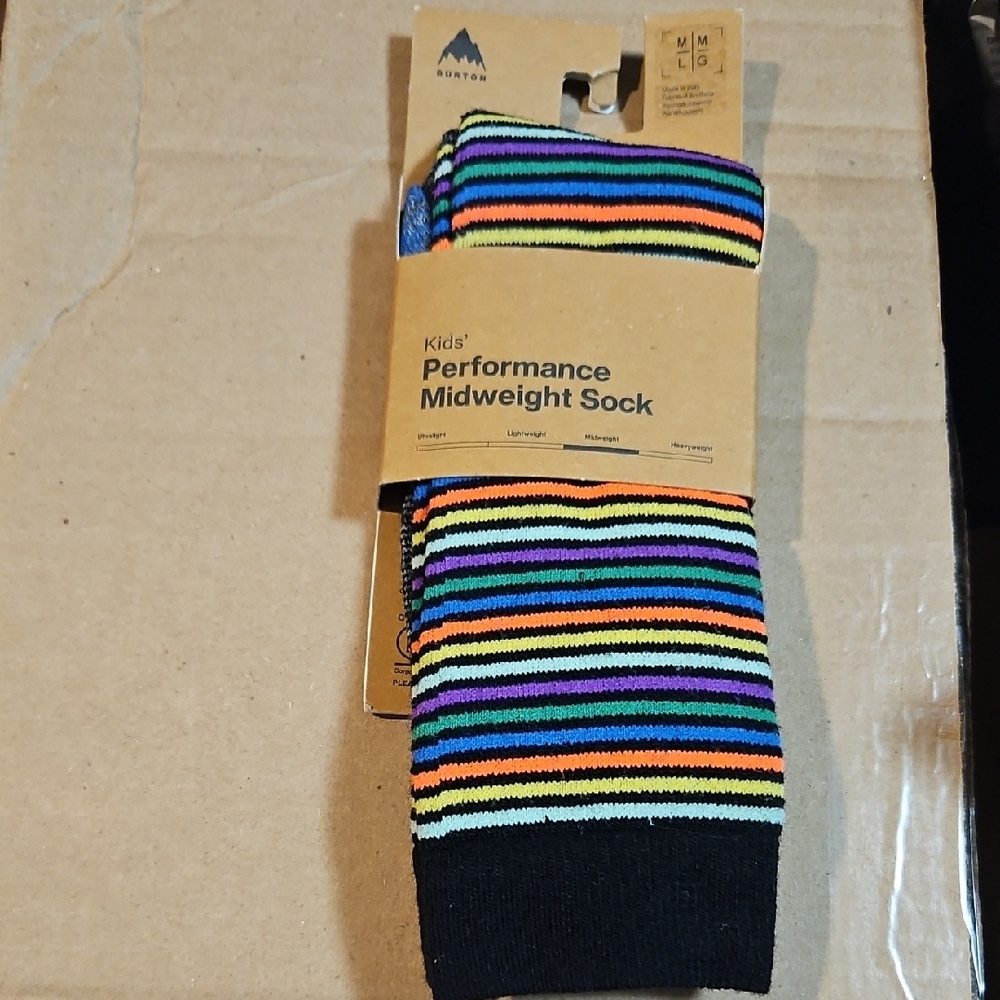 Burton Kids' Performance Midweight Socks: MINI STRIPE PRINT: NWT: M/L (2-4)